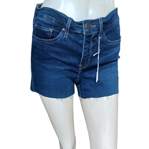 6769.11....311 Levi's Shaping Skinny Cutoff Denim Shorts Size 27 - Picture 1 of 5